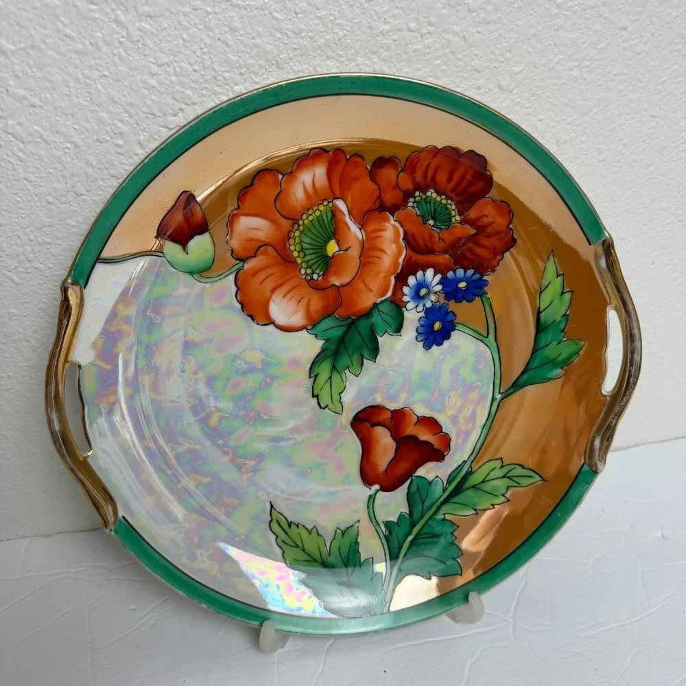 Vintage Noritake Hand Painted Plate Poppies